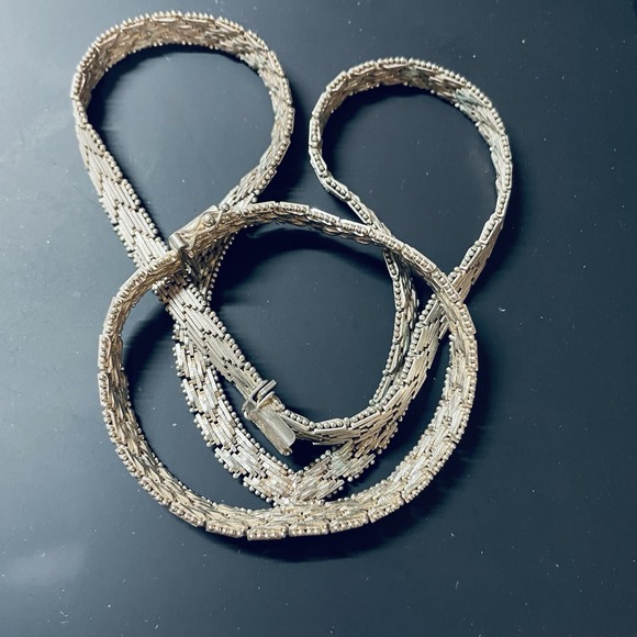 Italian 925 Sterling Silver Woven 17" V-Shaped Necklace & 7.5" Bracelet 7mm 50g - Picture 2 of 12